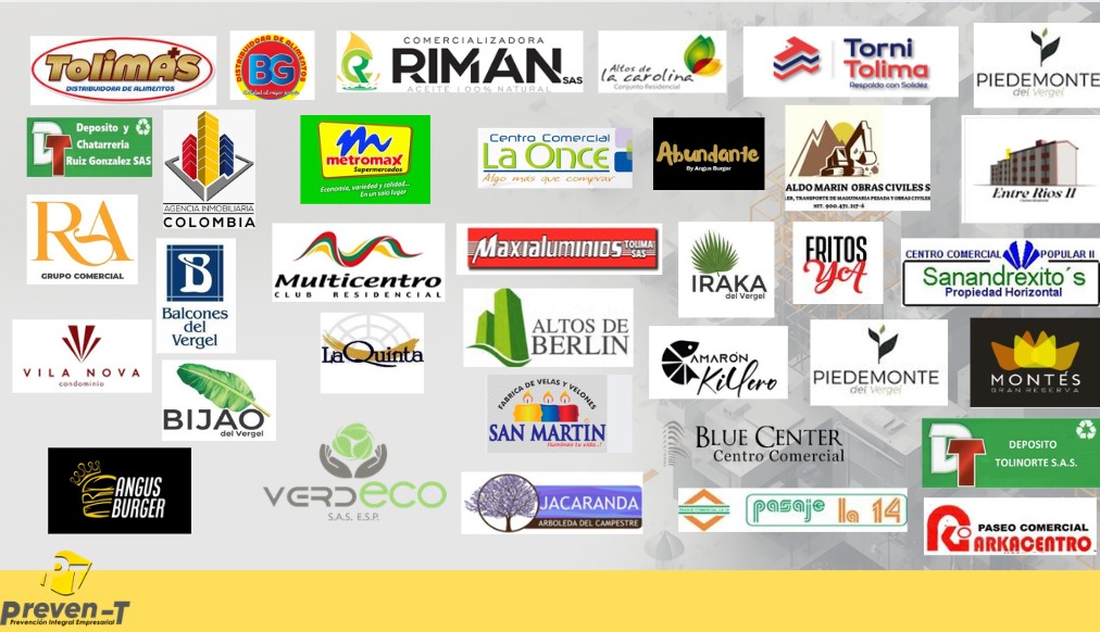 Logos de clientes y experiencia PREVEN-T